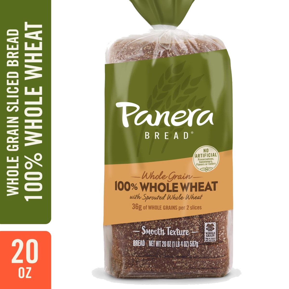 slide 1 of 9, Panera Bread Bread, Whole Grain, 100% Whole Wheat, 20 oz