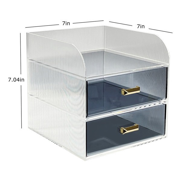slide 2 of 4, Realspace® Lucenti Acrylic 2-Drawer Desktop Organizer, 7""H x 7""W x 7""D, Clear/Black, 1 ct