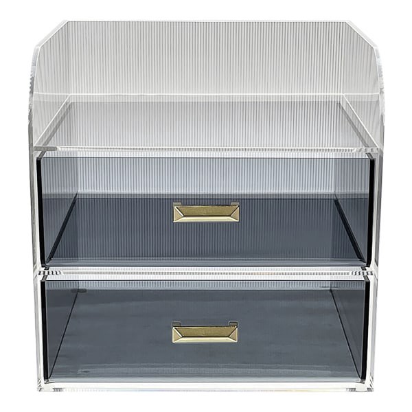 slide 3 of 4, Realspace® Lucenti Acrylic 2-Drawer Desktop Organizer, 7""H x 7""W x 7""D, Clear/Black, 1 ct