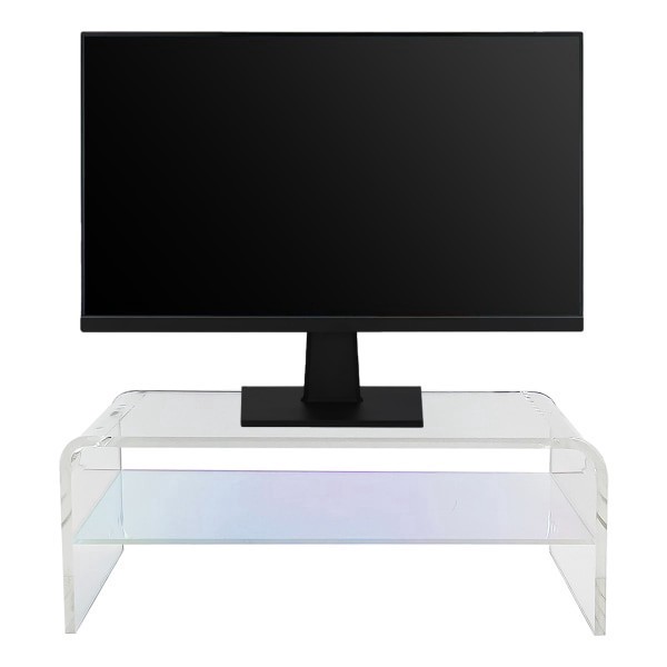 slide 4 of 5, Realspace® Opaline Acrylic Monitor Stand, 7-1/2""H x 15""W x 5-1/2""D, Clear/Iridescent, 1 ct