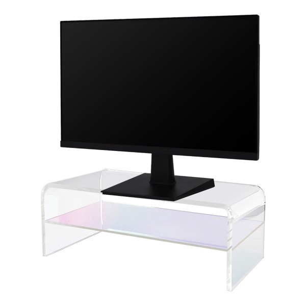 slide 5 of 5, Realspace® Opaline Acrylic Monitor Stand, 7-1/2""H x 15""W x 5-1/2""D, Clear/Iridescent, 1 ct