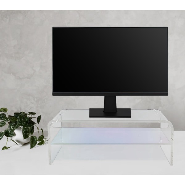 slide 3 of 5, Realspace® Opaline Acrylic Monitor Stand, 7-1/2""H x 15""W x 5-1/2""D, Clear/Iridescent, 1 ct