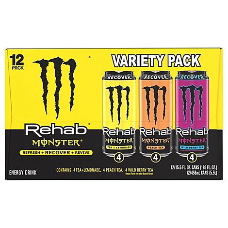 slide 1 of 1, Monster Rehab Variety Pack - 12-15.5 Fl. Oz., 186 fl oz