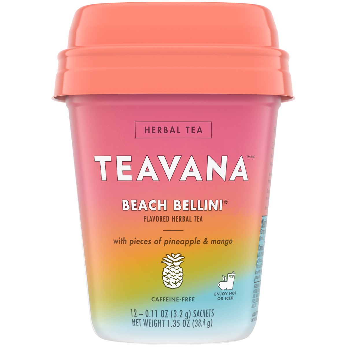 slide 4 of 8, Teavana Beach Bellini, Herbal Tea With Pieces of Pineapple and Mango, 12 Sachets, 1.4 oz
