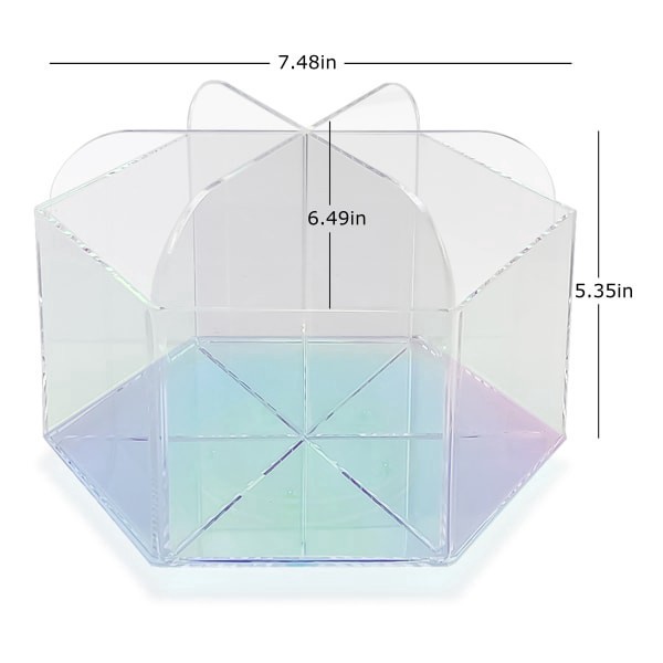 slide 2 of 2, Realspace® Opaline Acrylic Spinning Desktop Organizer, 5-3/8""H x 7-1/2""W x 6-1/2""D, Clear/Iridescent, 1 ct