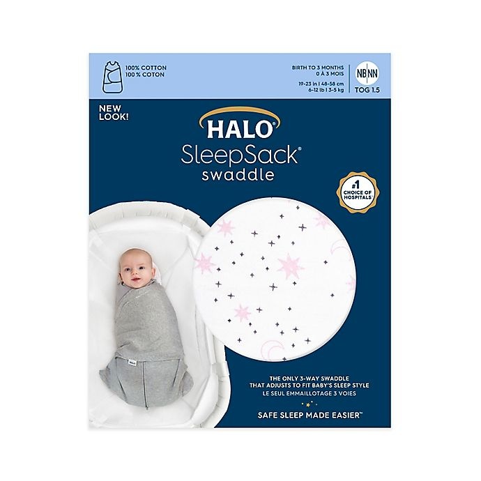 slide 3 of 4, HALO SleepSack Small Moons 2-in-1 Swaddle - Pink, 1 ct