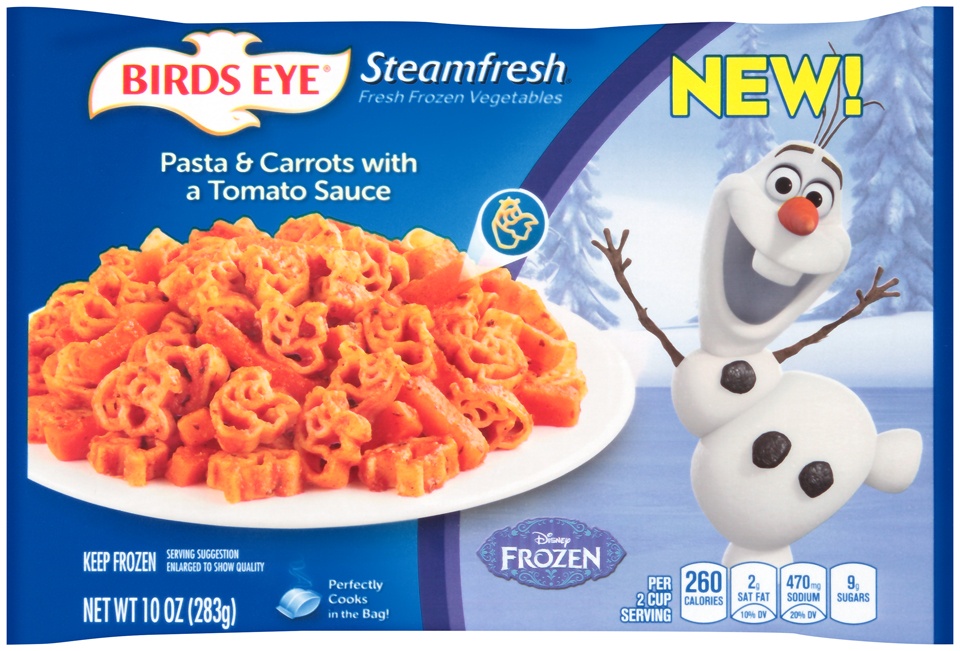 slide 1 of 1, Birds Eye Disney Frozen Steamfresh Fresh Frozen Vegetables Pasta Carrots With A Tomato Sauce, 10 oz
