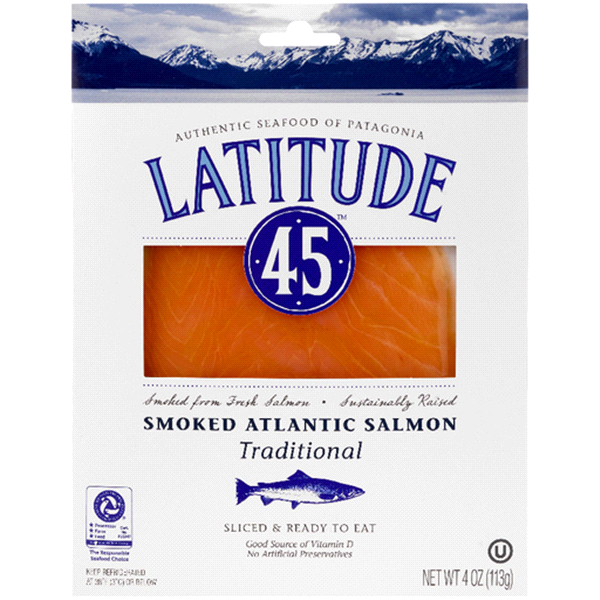 slide 1 of 1, Latitude Smoked Atlatic Salmon Traditiona, 4 oz