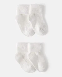 Carter's Foldover Chenille Booties - White