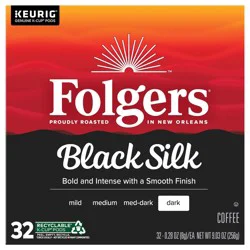 Folgers Black Silk Dark Roast Coffee, Keurig K-Cup Pods, 32 Count Box