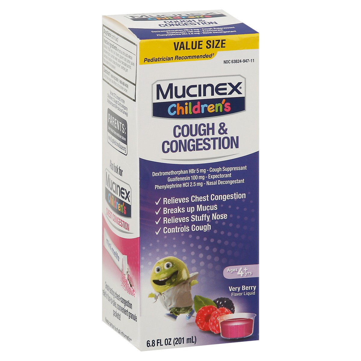 slide 8 of 9, Mucinex Value Size Children's Very Berry Flavor Cough & Congestion 6.8 fl oz, 6.8 fl oz