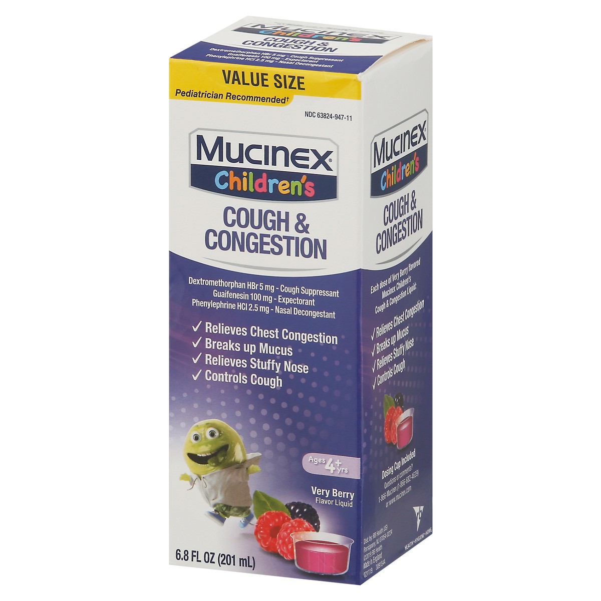 slide 3 of 9, Mucinex Value Size Children's Very Berry Flavor Cough & Congestion 6.8 fl oz, 6.8 fl oz