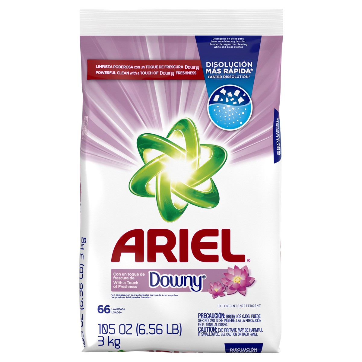 slide 1 of 7, Ariel with a Touch of Downy Freshness, Powder Laundry Detergent, 3.0 kg, 66 Loads, 105 oz