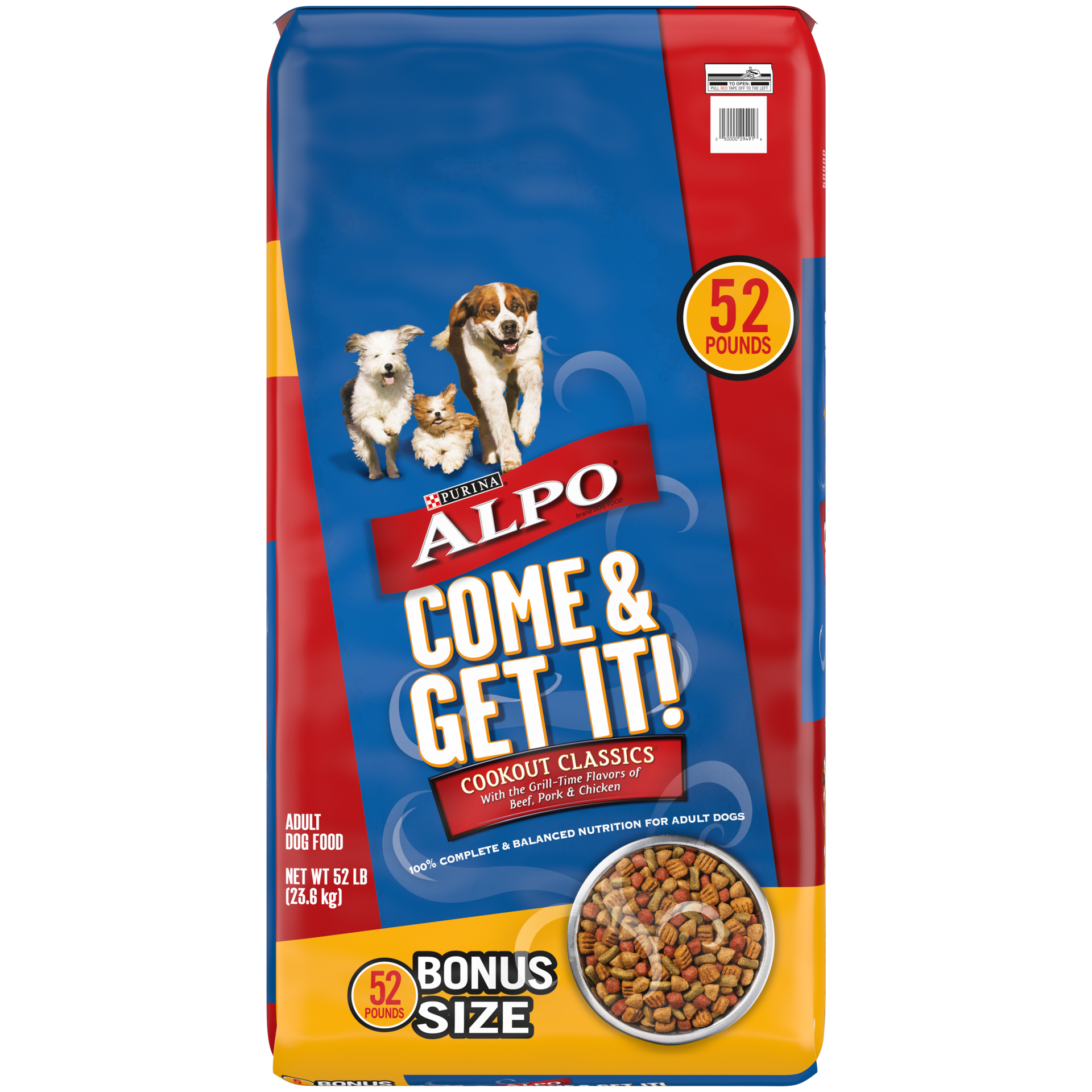 slide 1 of 3, Purina ALPO Dry Dog Food, Come & Get It! Cookout Classics, 52 lb