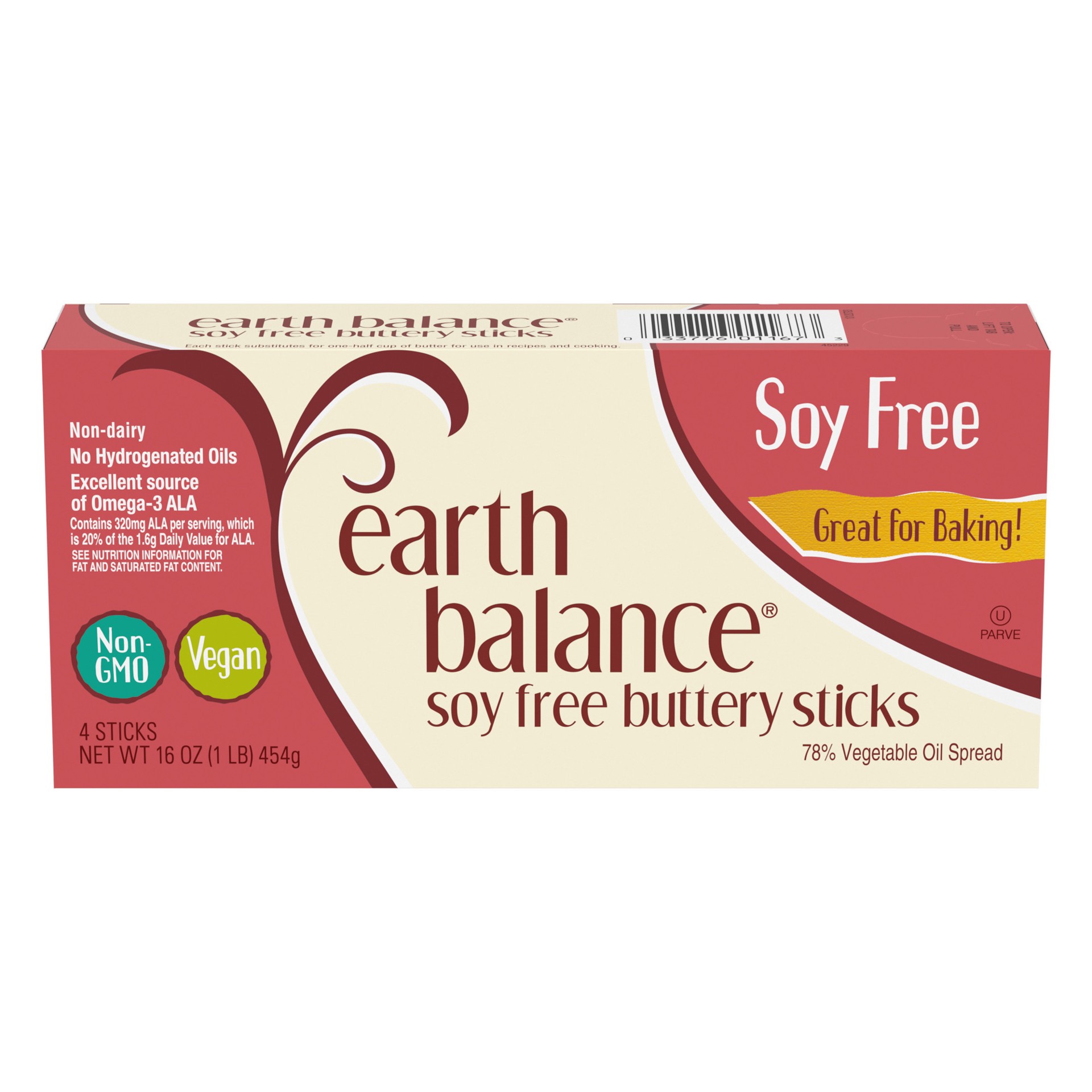 slide 1 of 1, Earth Balance Soy Free Buttery Sticks, Vegan Butter Alternative, 1 LB (4 Sticks), 16 oz