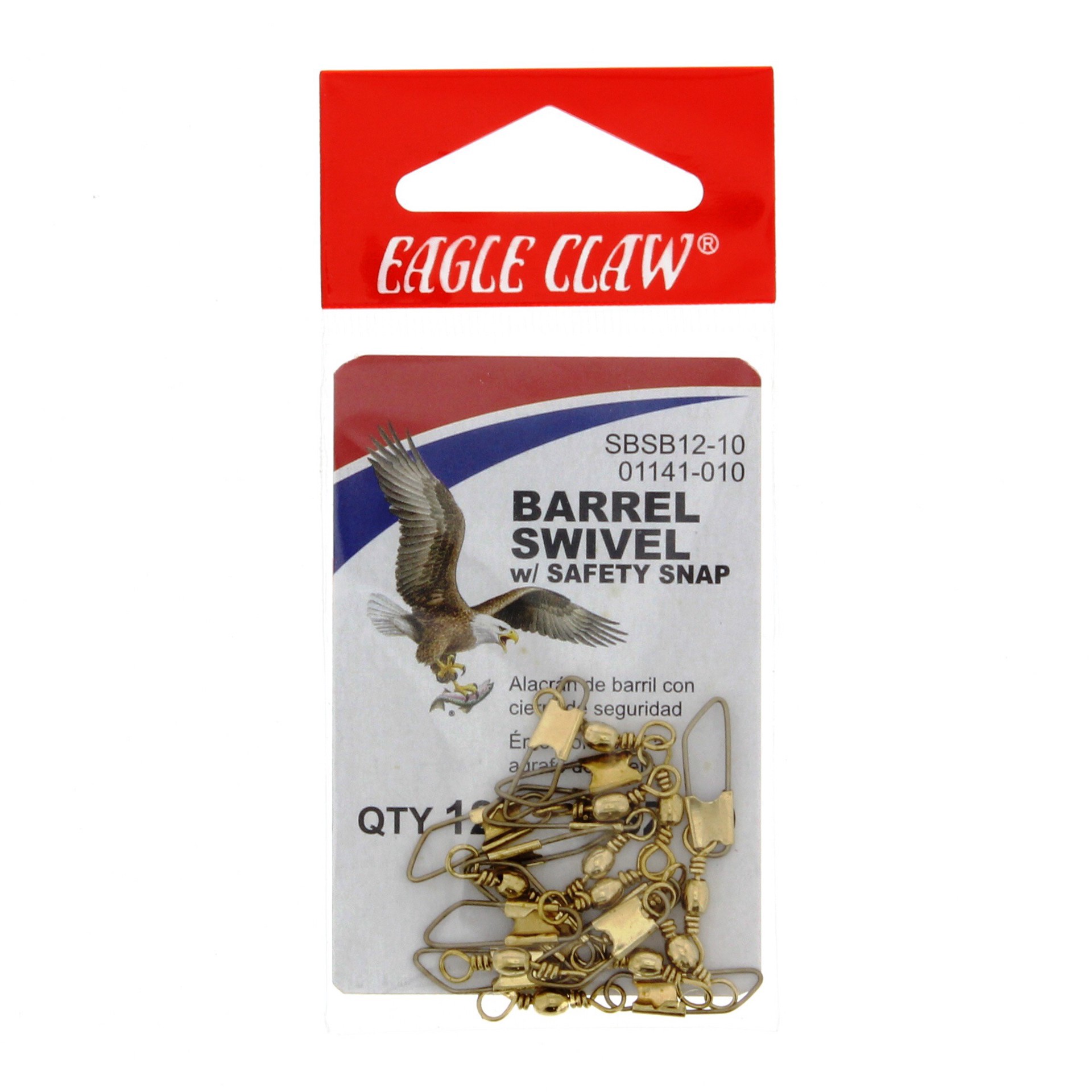 slide 1 of 1, Eagle Claw Barrel Swivel with Safety Snap, 12 ct