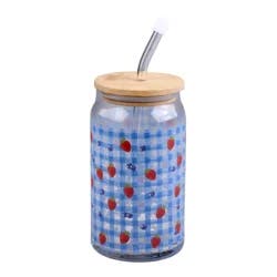 Meijer Corporate Seasonal Summer Glass Tumbler 15oz Fruit Gingham