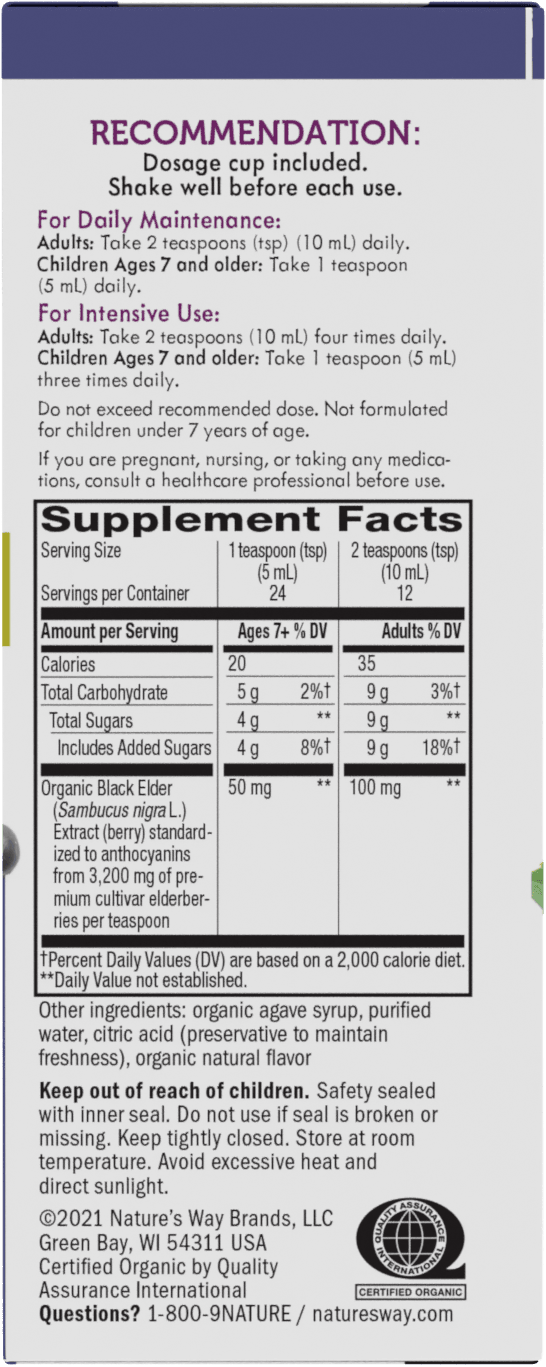 slide 5 of 5, Nature's Way Sambucus Organic Organic Elderberry Elderberry 4 fl oz, 4 oz