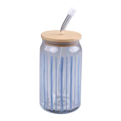 Meijer Corporate Seasonal Summer Glass Tumbler 15oz Stripes