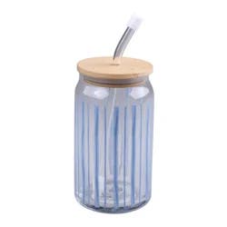 Meijer Corporate Seasonal Summer Glass Tumbler 15oz Stripes