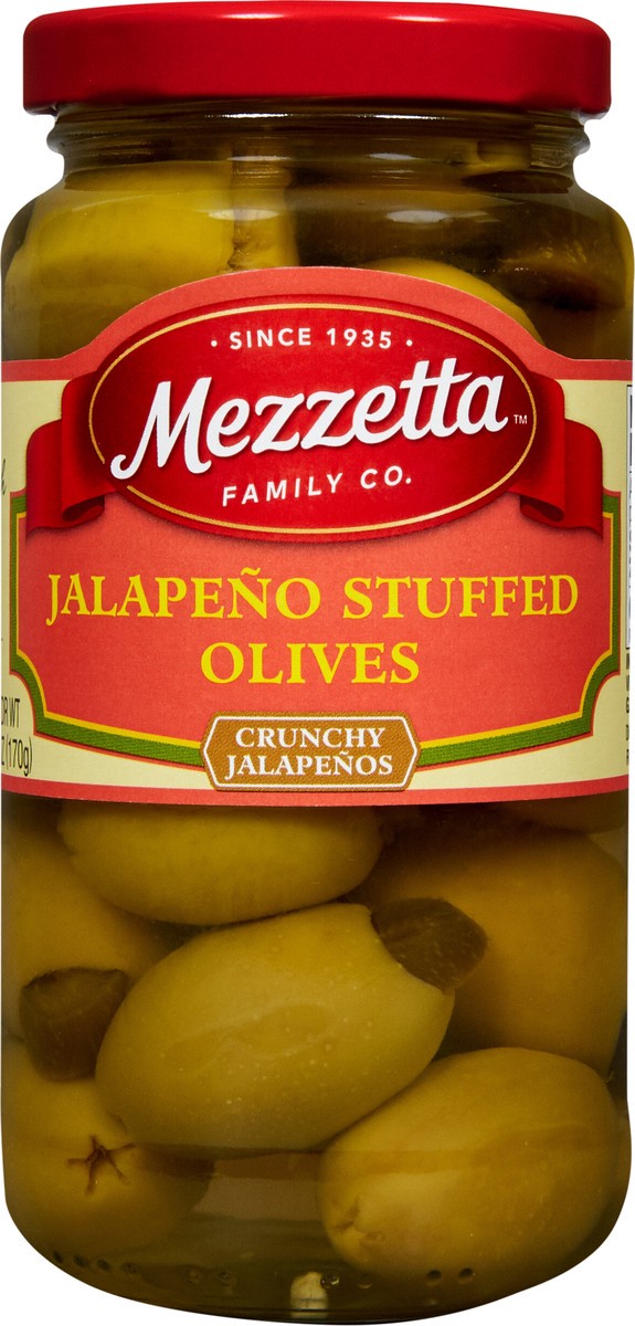 slide 5 of 7, Mezzetta Jalapeño Stuffed Olives, 6 oz Dr. Wt., 6 oz