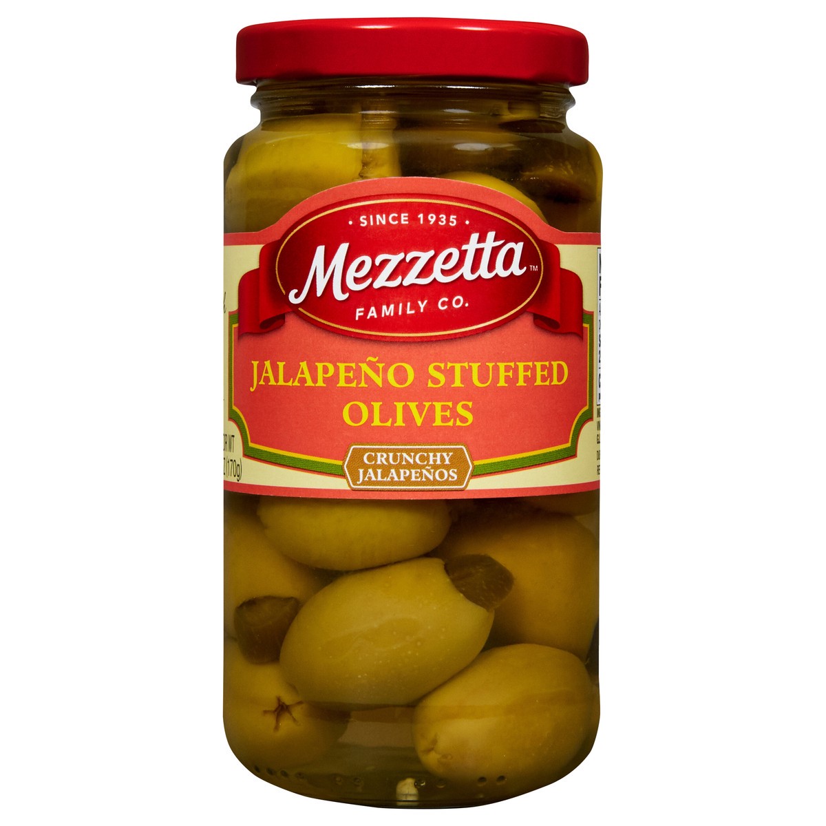 slide 1 of 7, Mezzetta Jalapeño Stuffed Olives, 6 oz Dr. Wt., 6 oz
