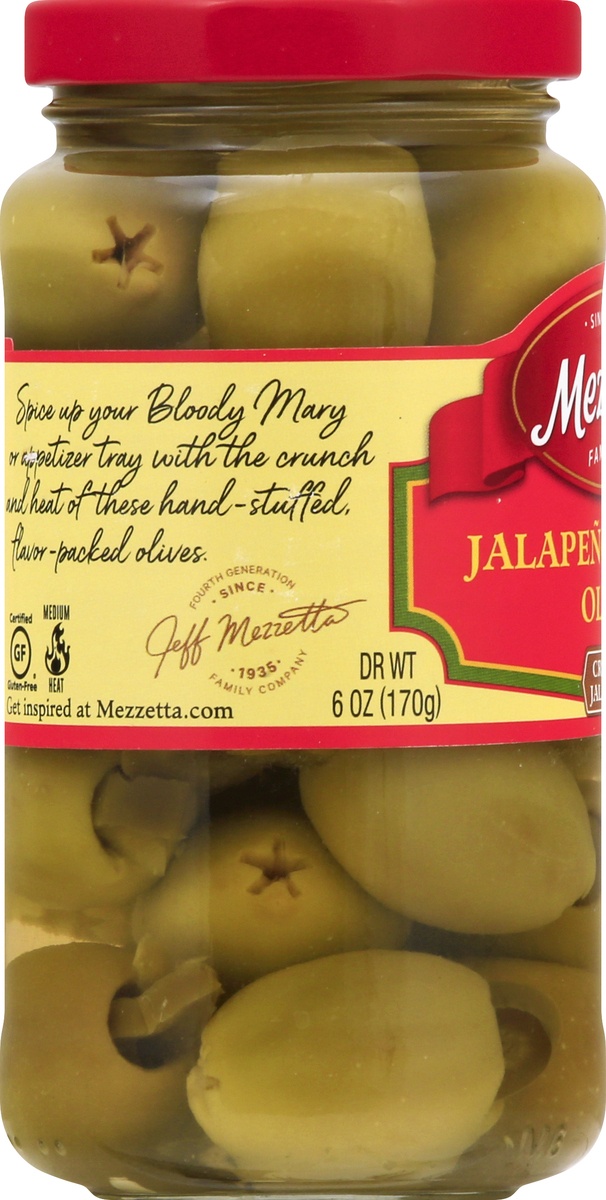 slide 7 of 11, Mezzetta Jalapeno Stuffed Olives, 6 oz
