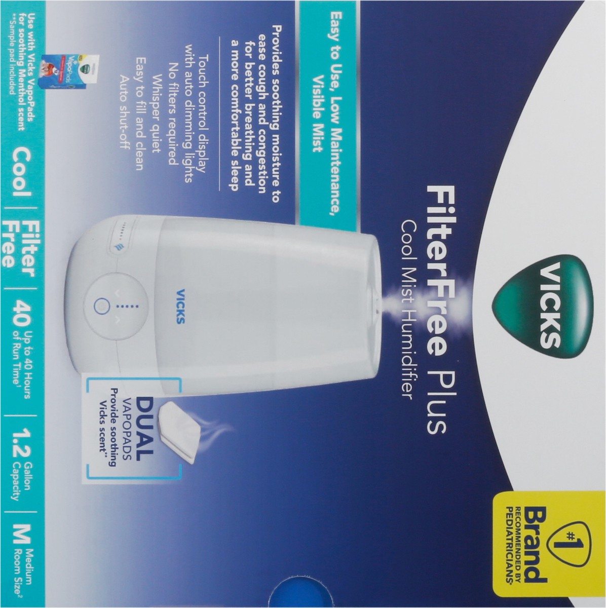 slide 4 of 9, Vicks FilterFree Plus Cool Mist Humidifier Medium 1 ea, 1 ct