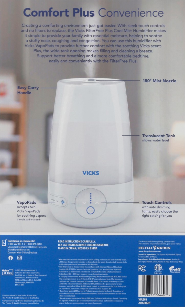 slide 6 of 9, Vicks FilterFree Plus Cool Mist Humidifier Medium 1 ea, 1 ct