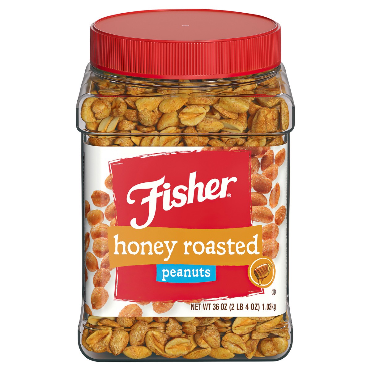 slide 8 of 15, Fisher Honey Roasted Dry Roasted Peanuts 36 oz. Jar, 36 oz