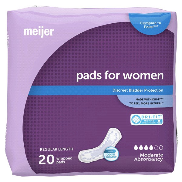 slide 12 of 21, Meijer Bladder Control Pads, Moderate Absorbency, 20 ct