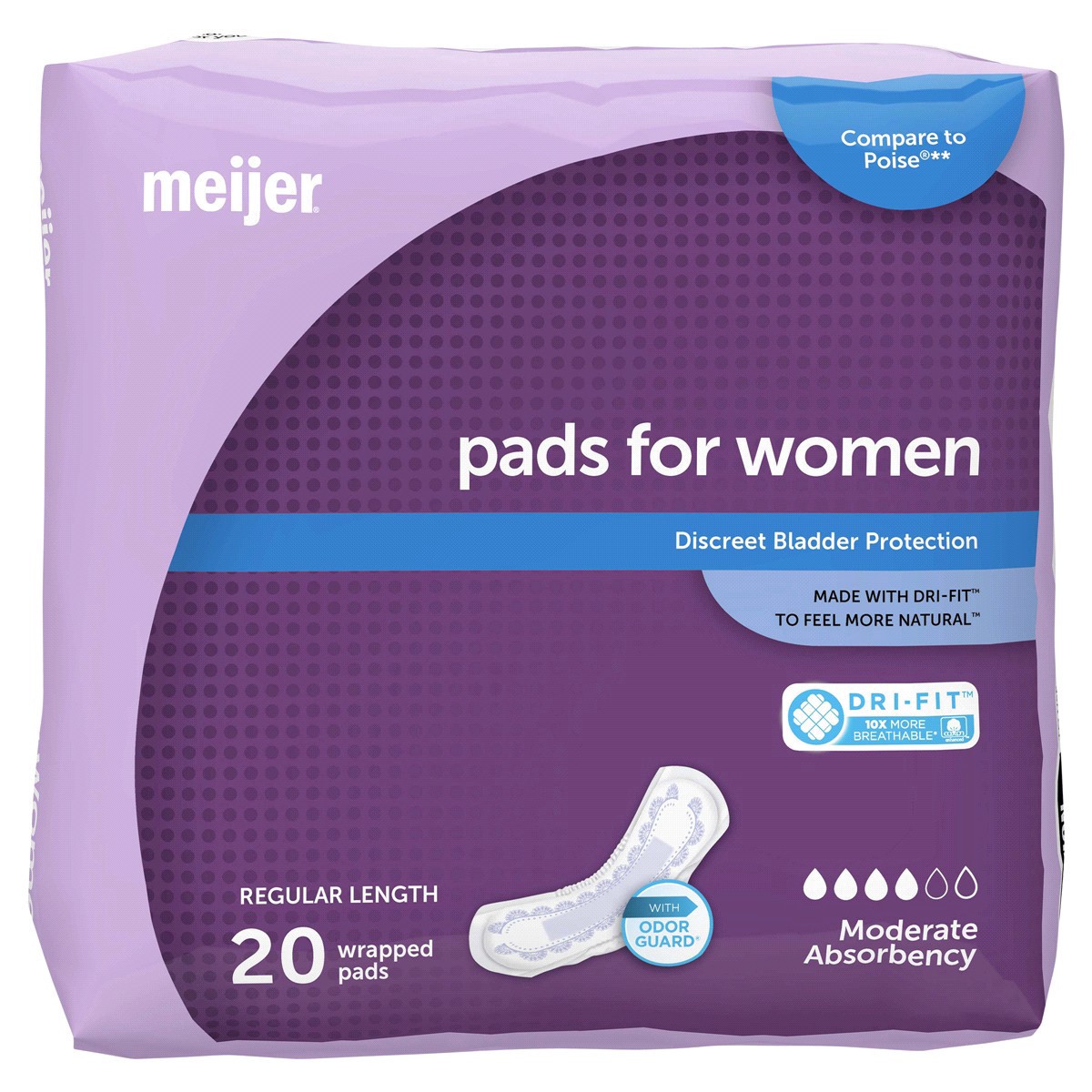 slide 13 of 21, Meijer Bladder Control Pads, Moderate Absorbency, 20 ct