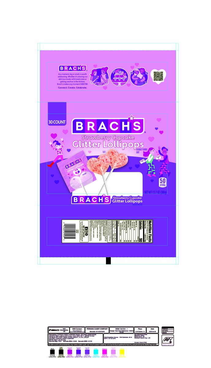 slide 13 of 14, Brach's Glitter Strawberry Cupcake Lollipops 30 ea, 30 ct