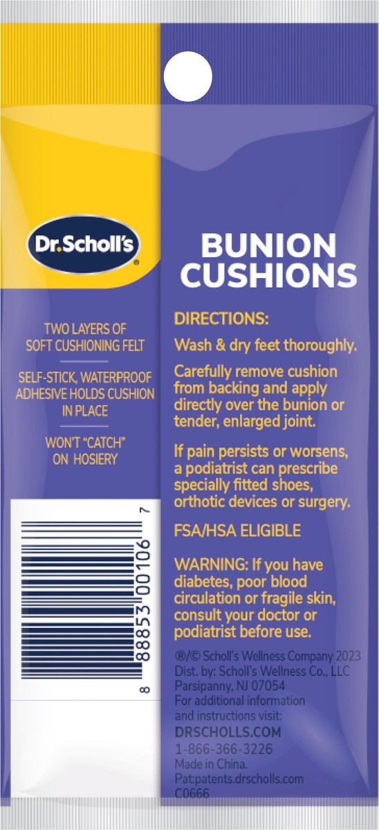 slide 3 of 3, Dr. Scholl's BUNION CUSHIONS, 6 ct // Immediate & All-Day Pain Relief - Designed to Stay on All Day, 6 ct