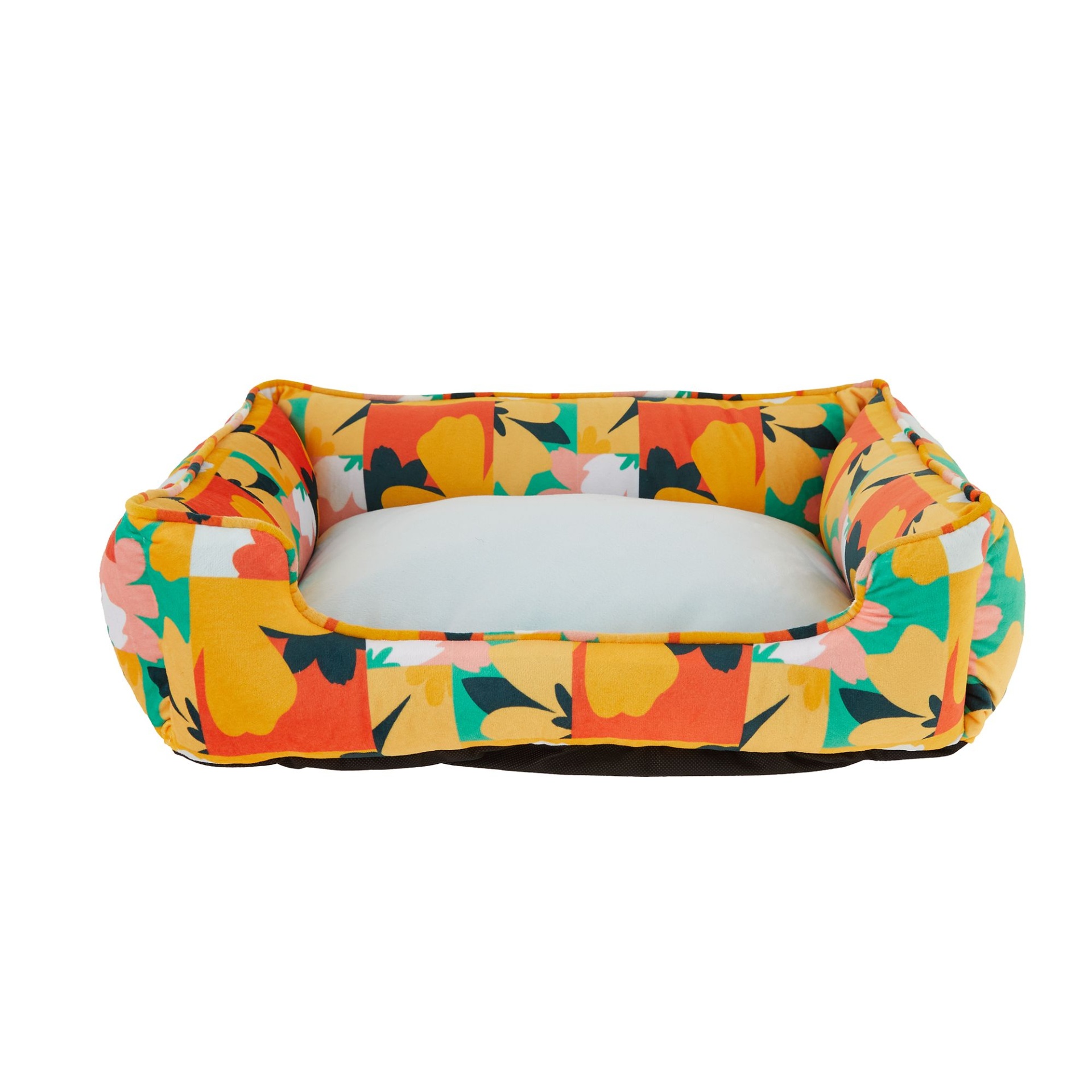 slide 1 of 1, Value Beds Multiblock Floral Cuddler Dog Bed, 22\l x 18\ inw x 6.5\ inh in
