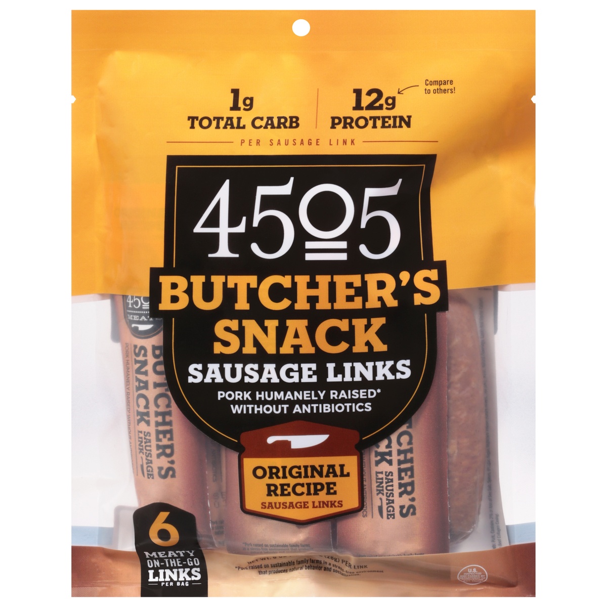 slide 1 of 1, 4505 Meats Butcher's Snack Original Recipe Sausage Links 6 - 1 oz Links, 6 ct