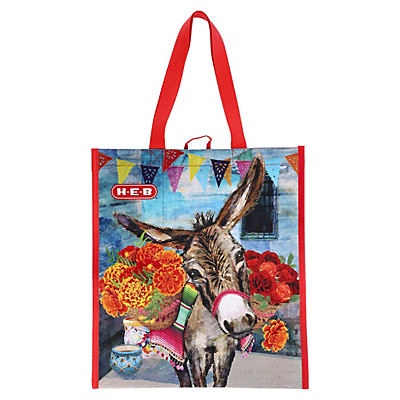 slide 1 of 1, H-E-B Floral Burro Reusable Shopping Bag, 1 ct