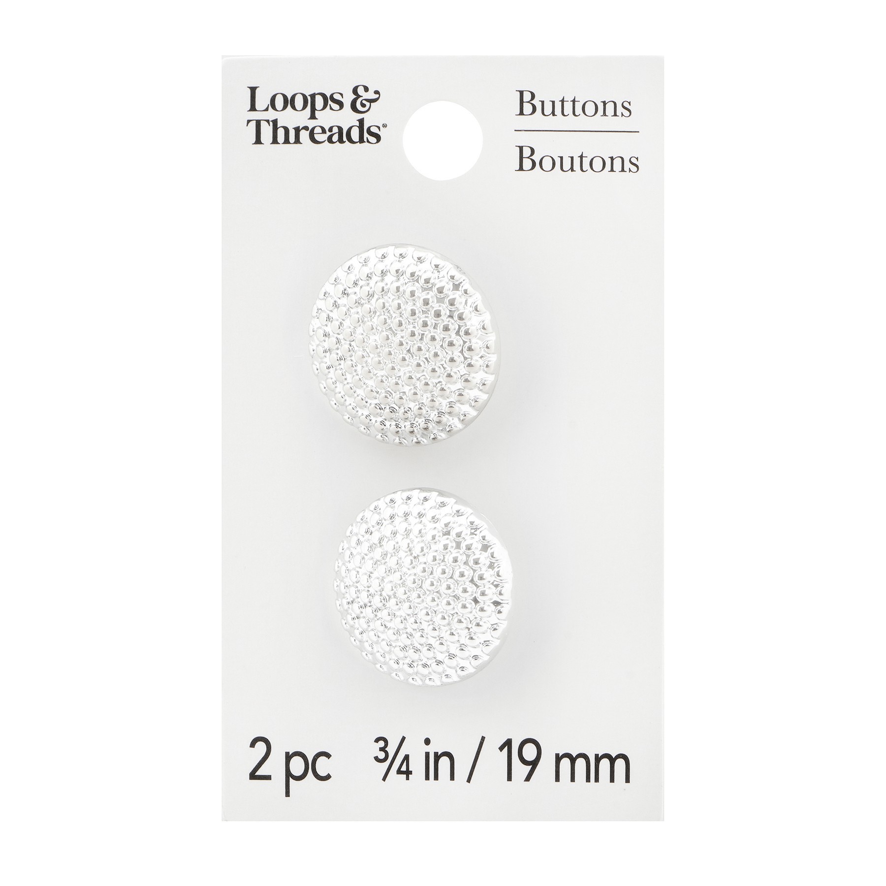 slide 2 of 2, 3/4" Silver Buttons, 2ct. By Loops & Threads, 2 ct