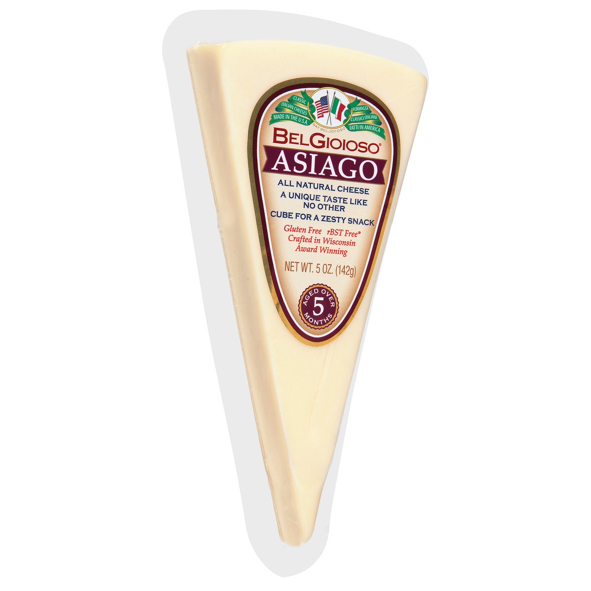 slide 3 of 13, BelGioioso Asiago Cheese Wedge, 5 oz