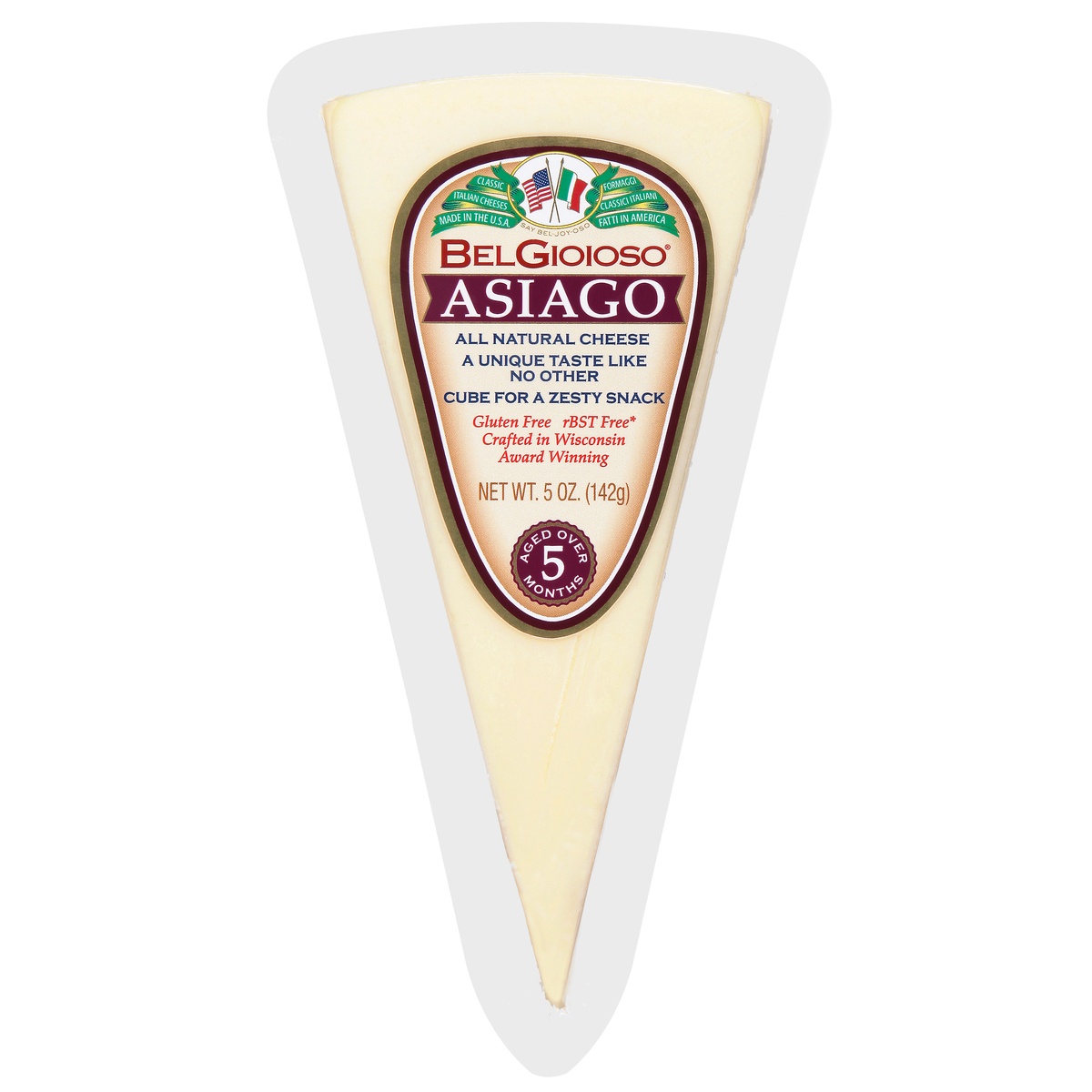 slide 1 of 1, BelGioioso Asiago Cheese Wedge, 5 oz