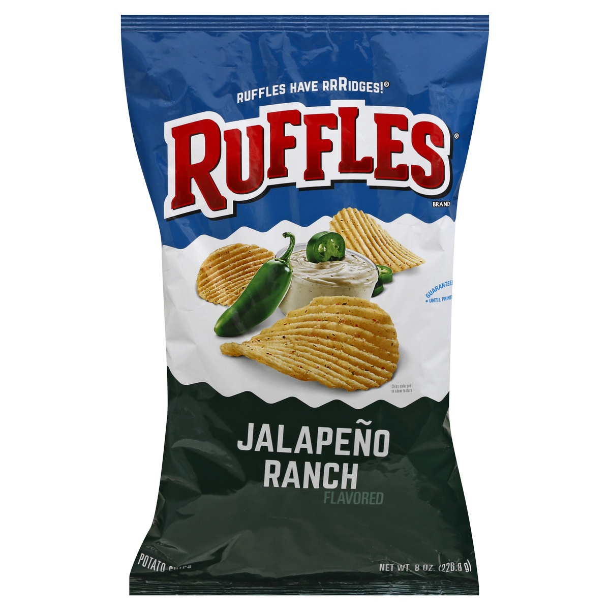 slide 1 of 11, Ruffles Jalapeno Ranch Flavored Potato Chips 8 oz, 8 oz