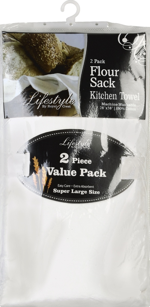 slide 2 of 2, Royal Crest Cotton Flour Sack Kitchen Towels, 2 ct