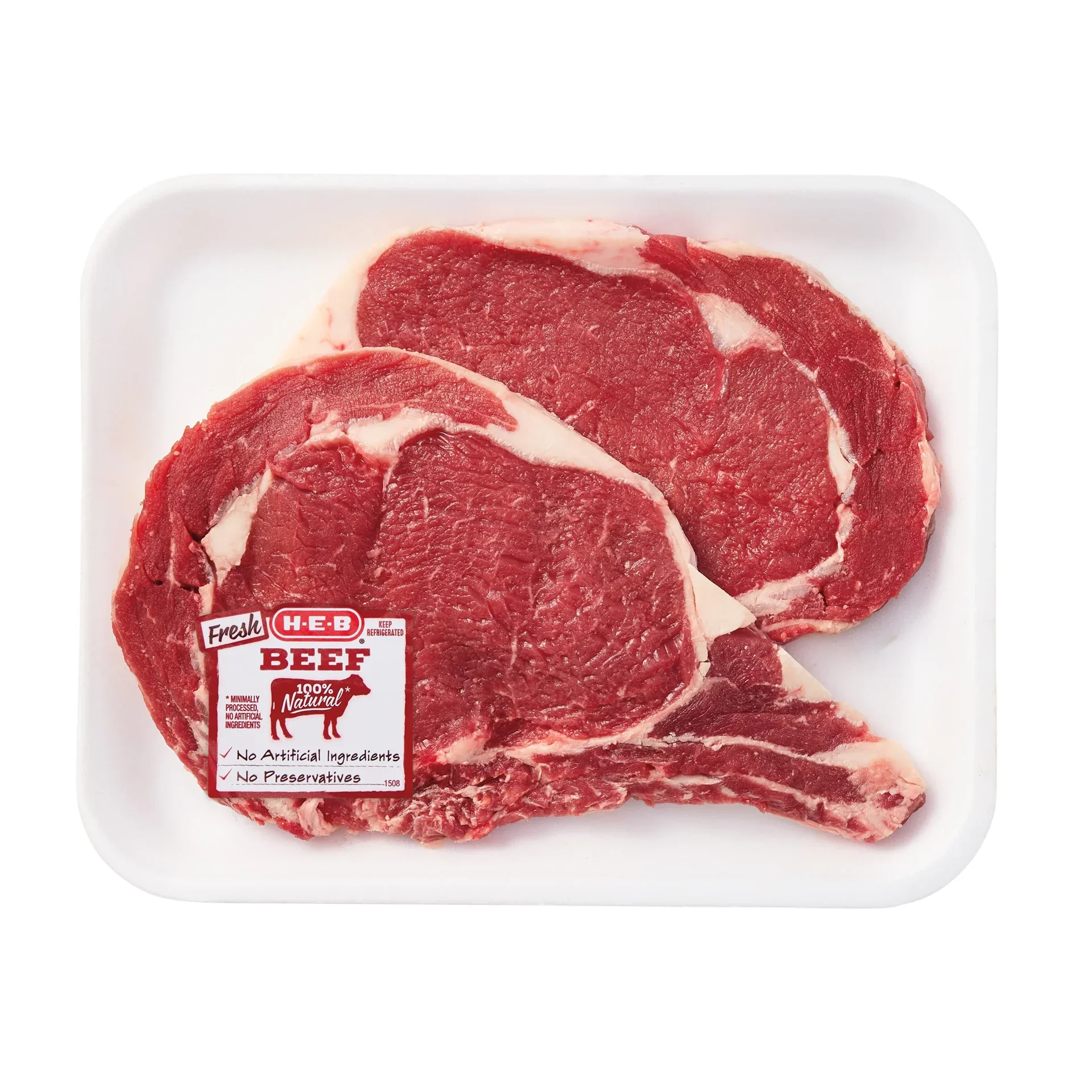 slide 1 of 1, H-E-B Bone-in Beef Ribeye Steaks, Thin Cut - USDA Select, per lb