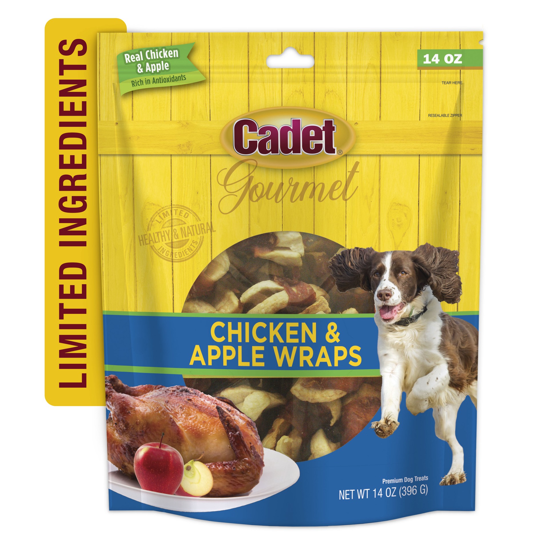 slide 4 of 10, Cadet Gourmet Chicken & Apple Wrapped Dog Treats 14 Ounce, 14 oz