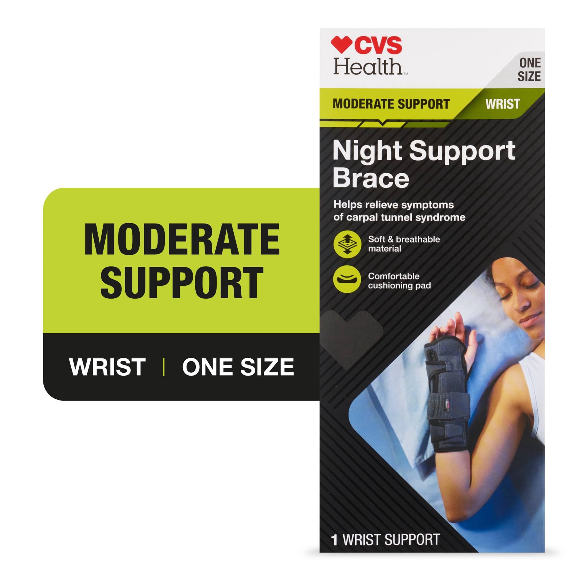 slide 1 of 1, CVS Health Moderate Support Wrist Night Support Brace, 1 ct