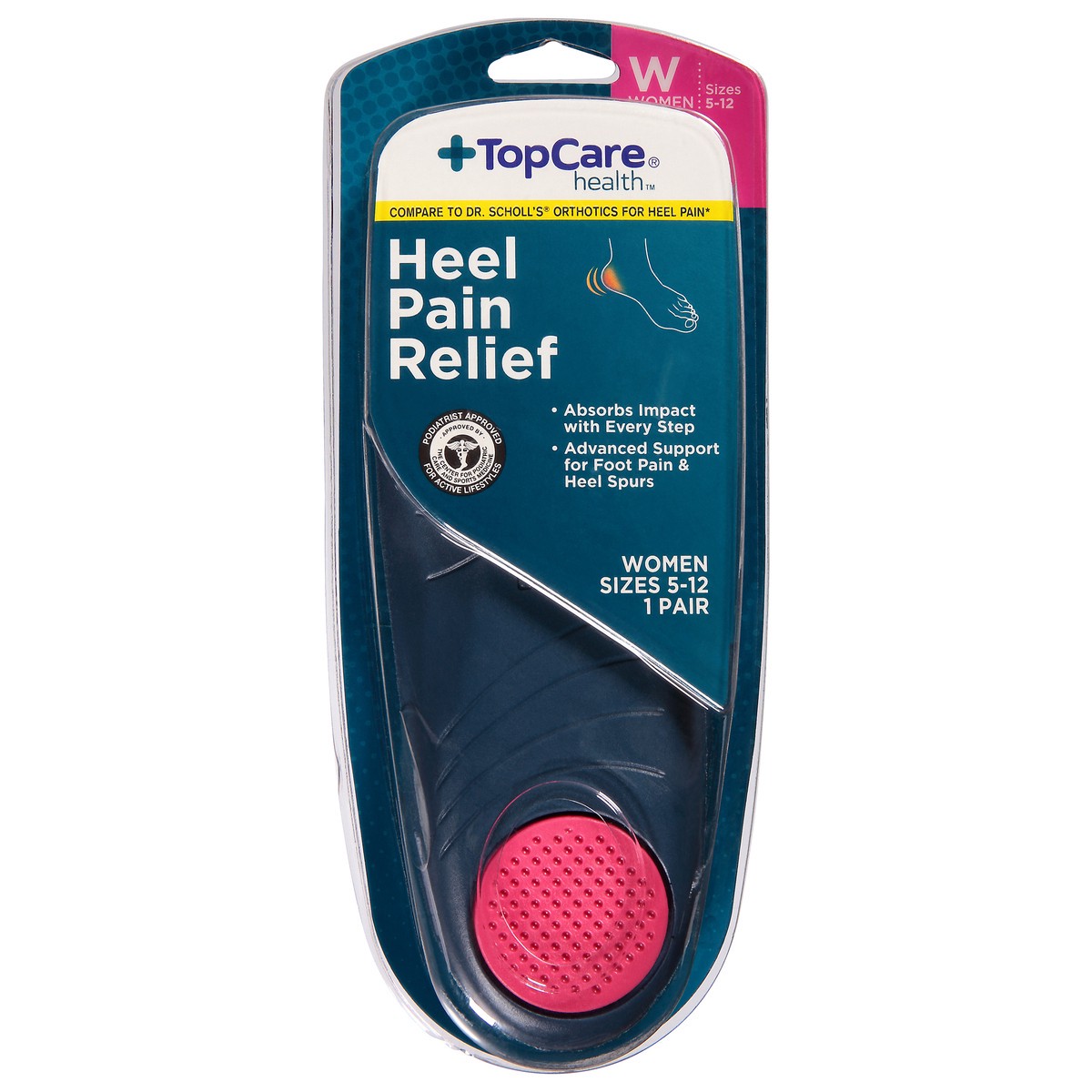 slide 4 of 12, TopCare Health Sizes 5-12 Women Heel Pain Relief 1 ea, 1 ct