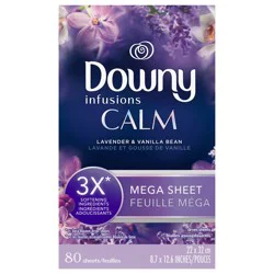 Downy Infusions Fabric Softener Dryer Sheets, Calm, Lavender & Vanilla Bean, 160 Ct