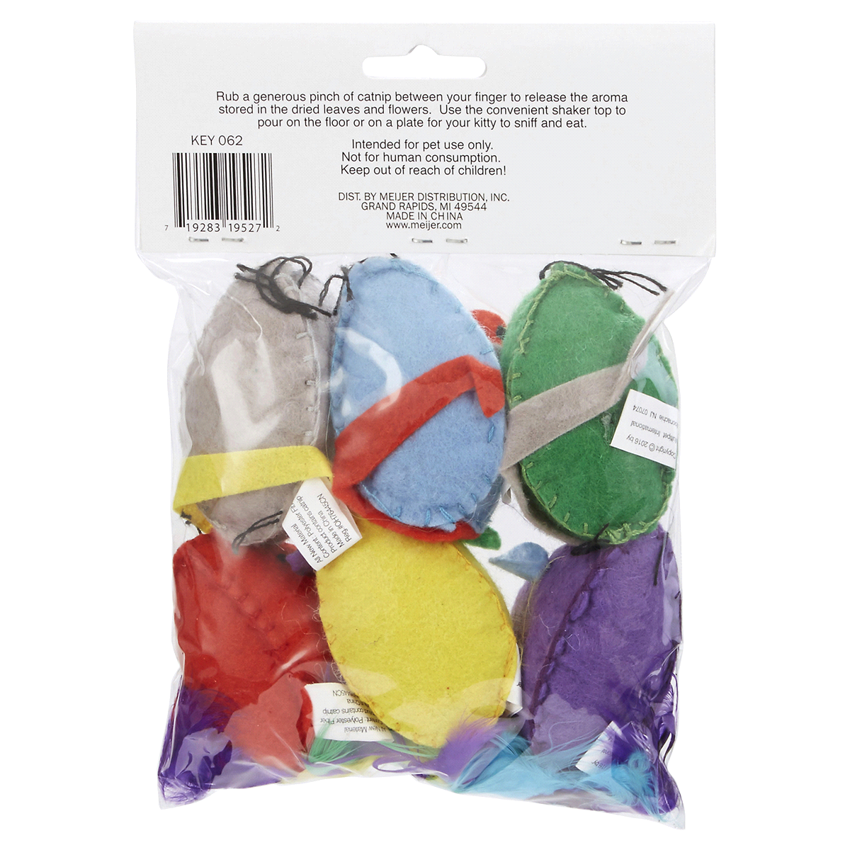 slide 2 of 2, Meijer Stitched Mice Cat Toys, 6 ct