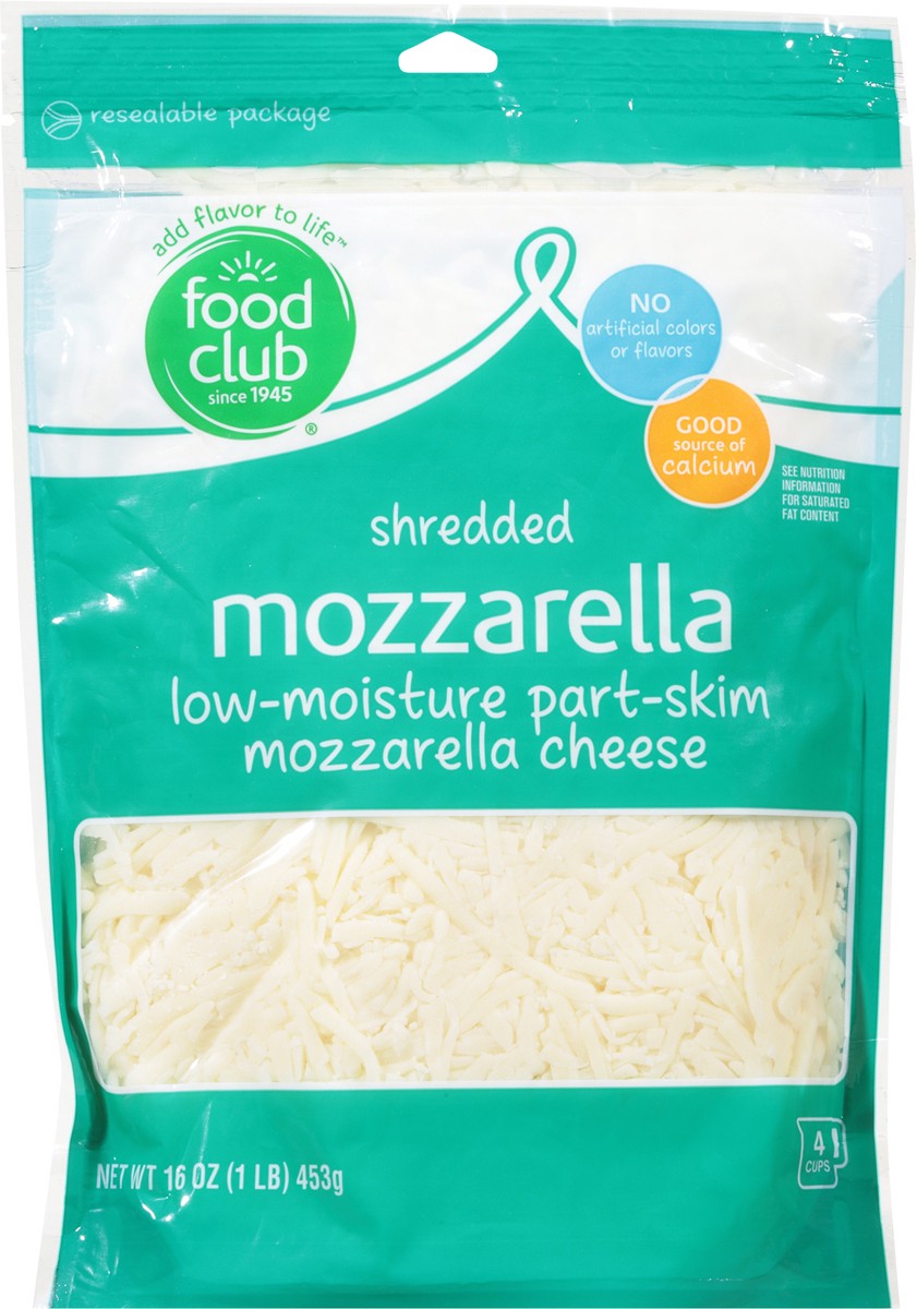 slide 6 of 9, Food Club Low-Moisture Part-Skim Mozzarella Shredded Cheese 16 oz, 16 oz