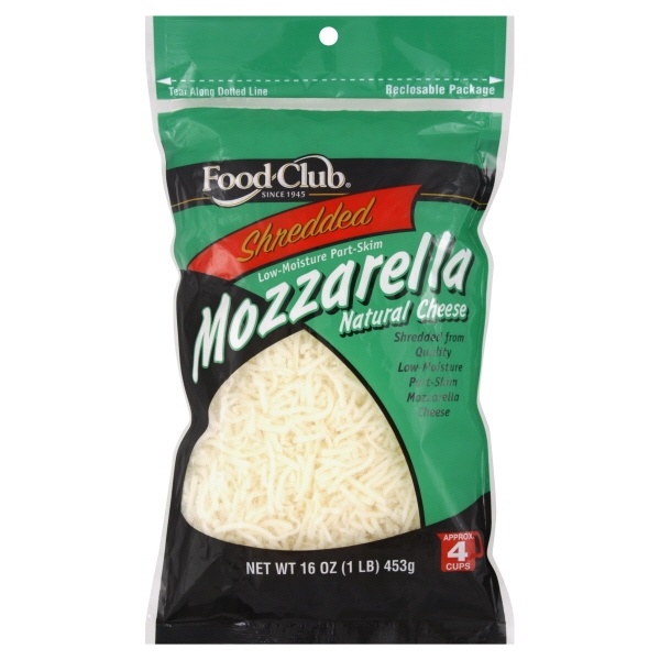 slide 1 of 1, Food Club Low-moisture Part-skim Mozzarella Shredded Cheese, 16 oz